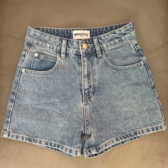 Princess Polly Blue Jean Shorts High-Waisted Vintage - Picture 2 of 3